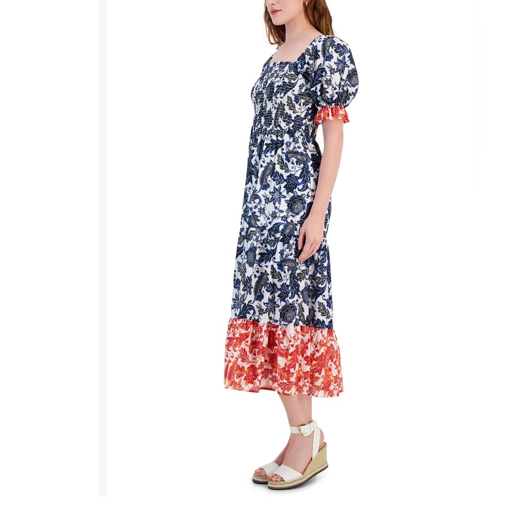 Tommy Hilfiger Blue and Red Floral Midi Dress